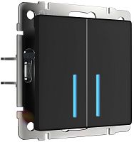 Выключатель сенсорный с подсветкой без рамки Werkel 2-кл. черный матовый картинка